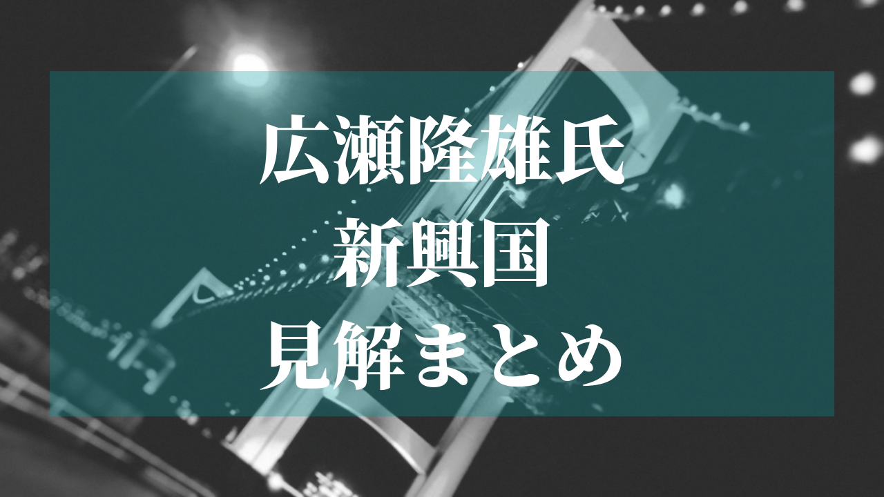 広瀬隆雄氏】見解まとめ-新興国 | yuyublog
